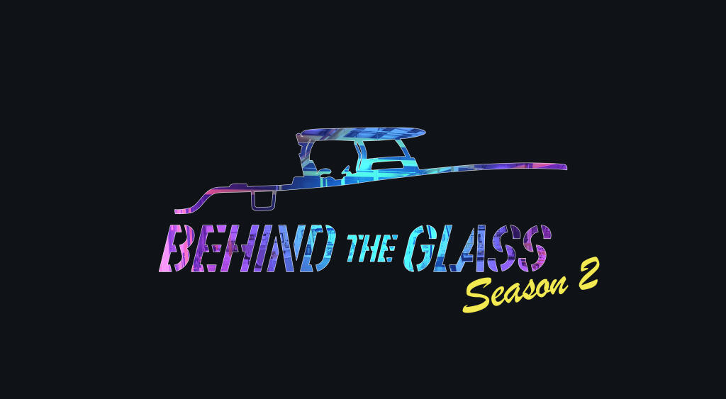 Neon-styled logo for Behind the Glass Season 2 featuring an illuminated boat silhouette
