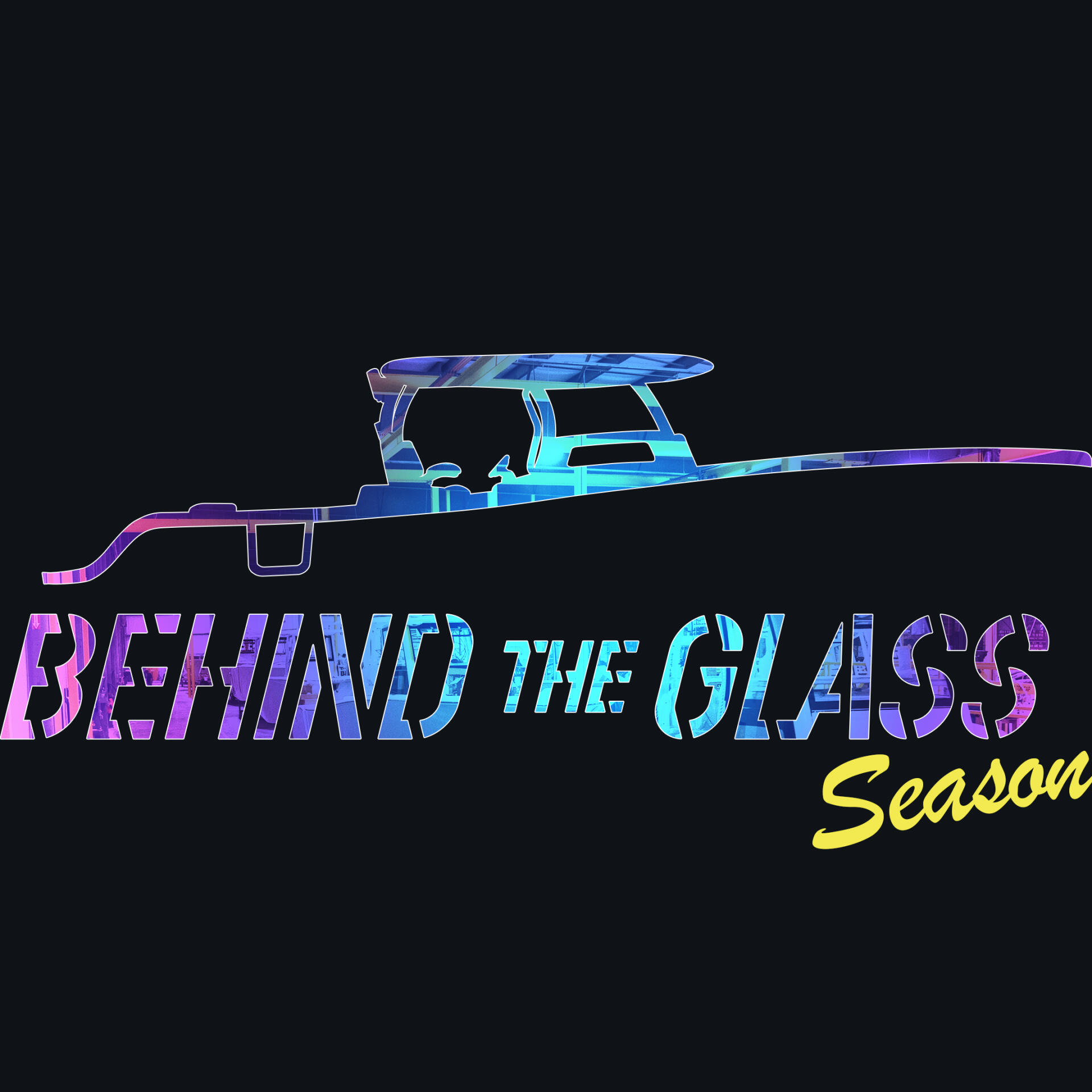 Neon-styled logo for Behind the Glass Season 2 featuring an illuminated boat silhouette