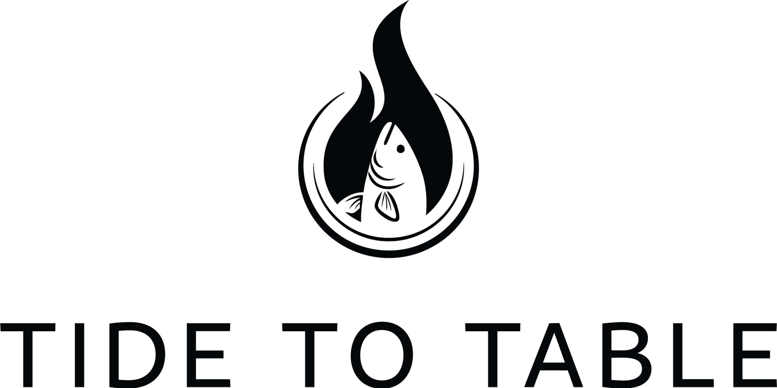 Tide to Table logo featuring a stylized fish within flame design and circular border