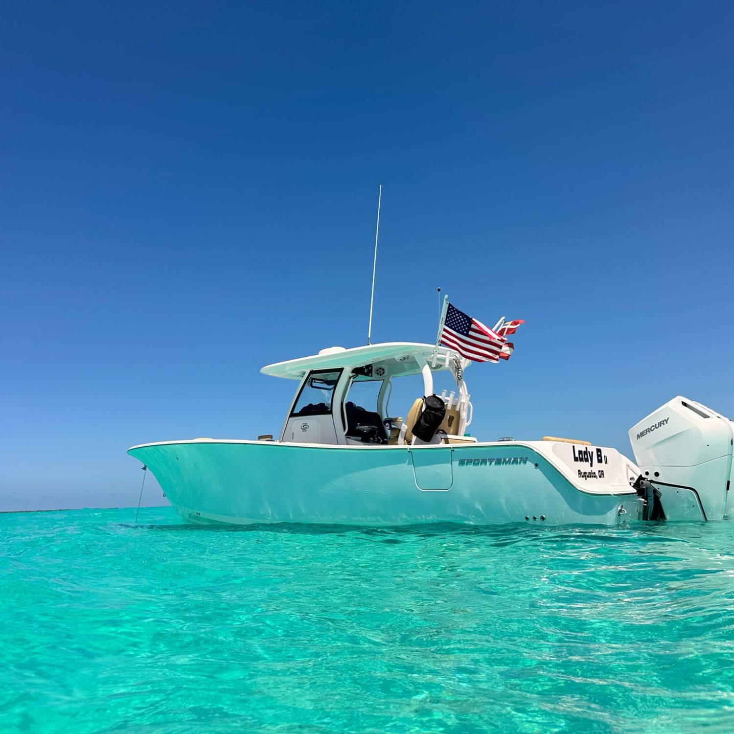 Boat floating in the abaco waters