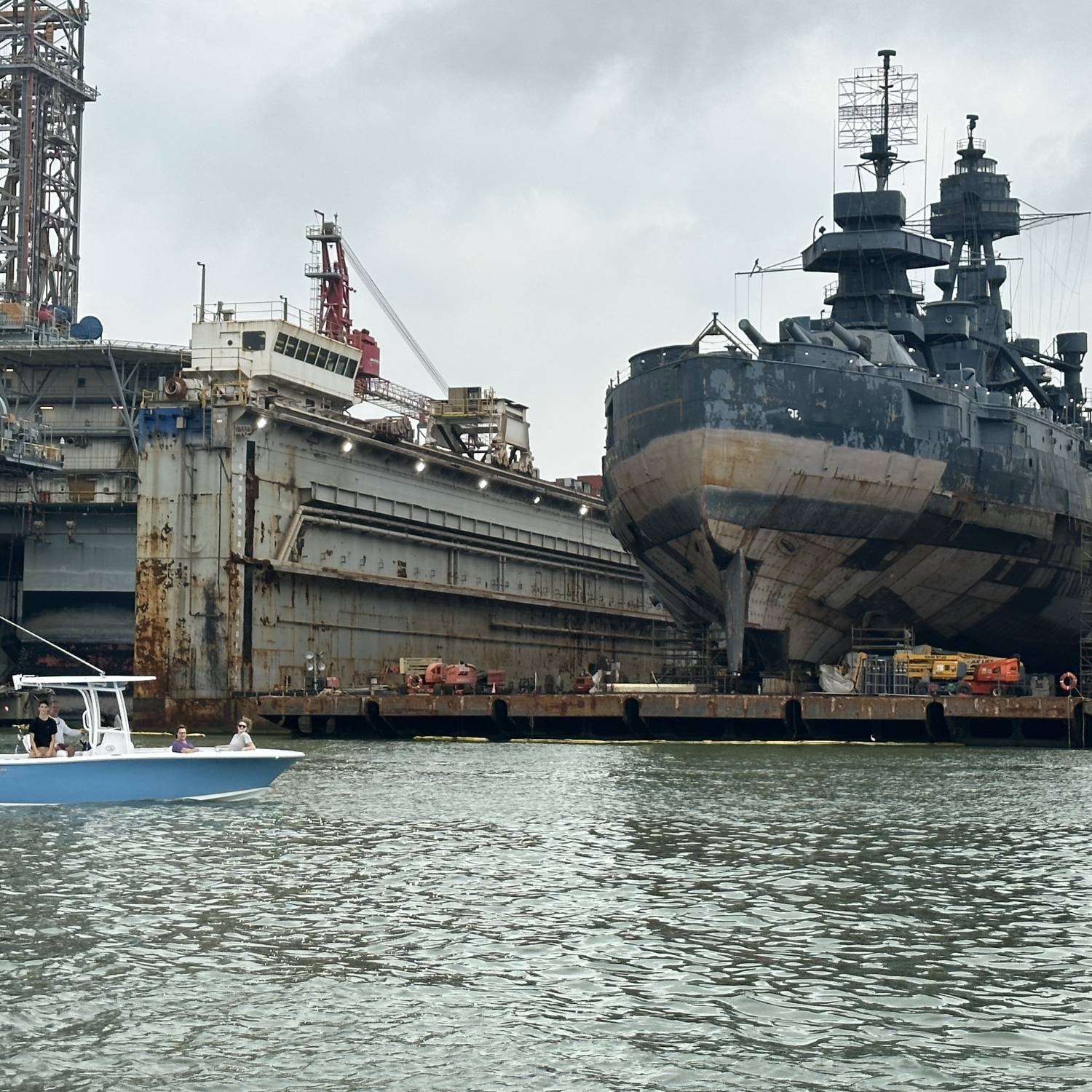 Title: Battleship Texas - On board their Sportsman Open 232 Center Console - Location: Galveston Texas. Participating in the Photo Contest #SportsmanNovember2024