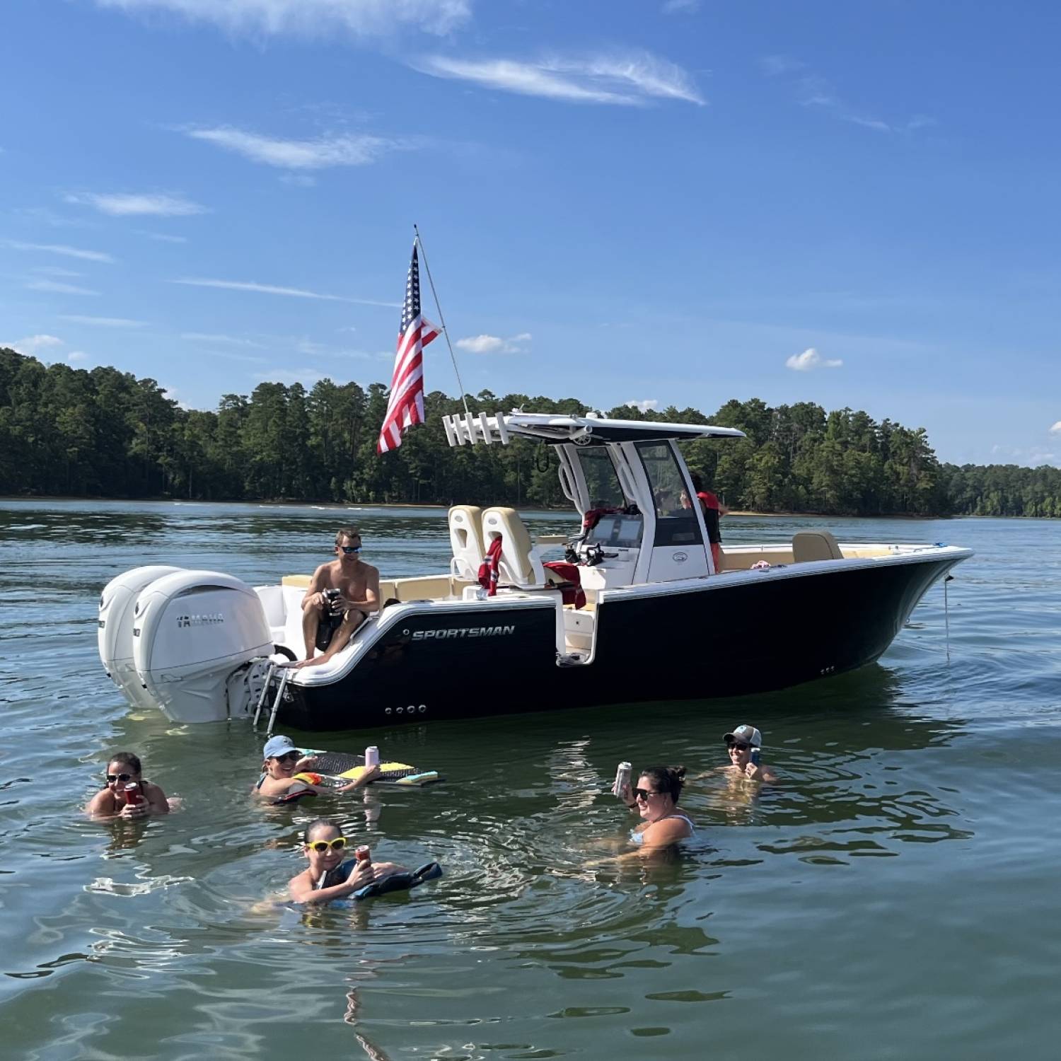 Relaxing in the water on a hot summer day.