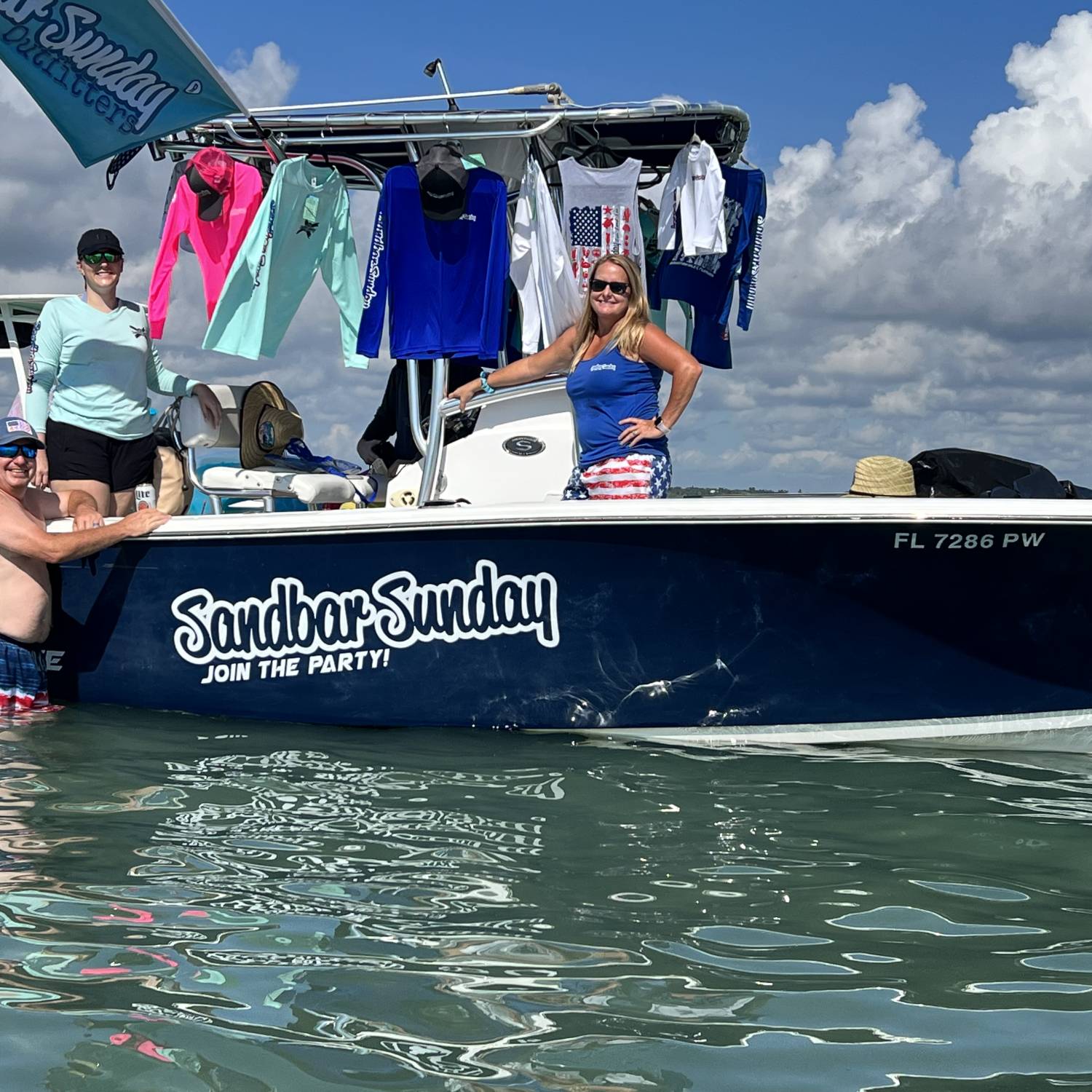 Selling at the Sandbar during the Star Spangled Raft Up, sponsored by my brand.