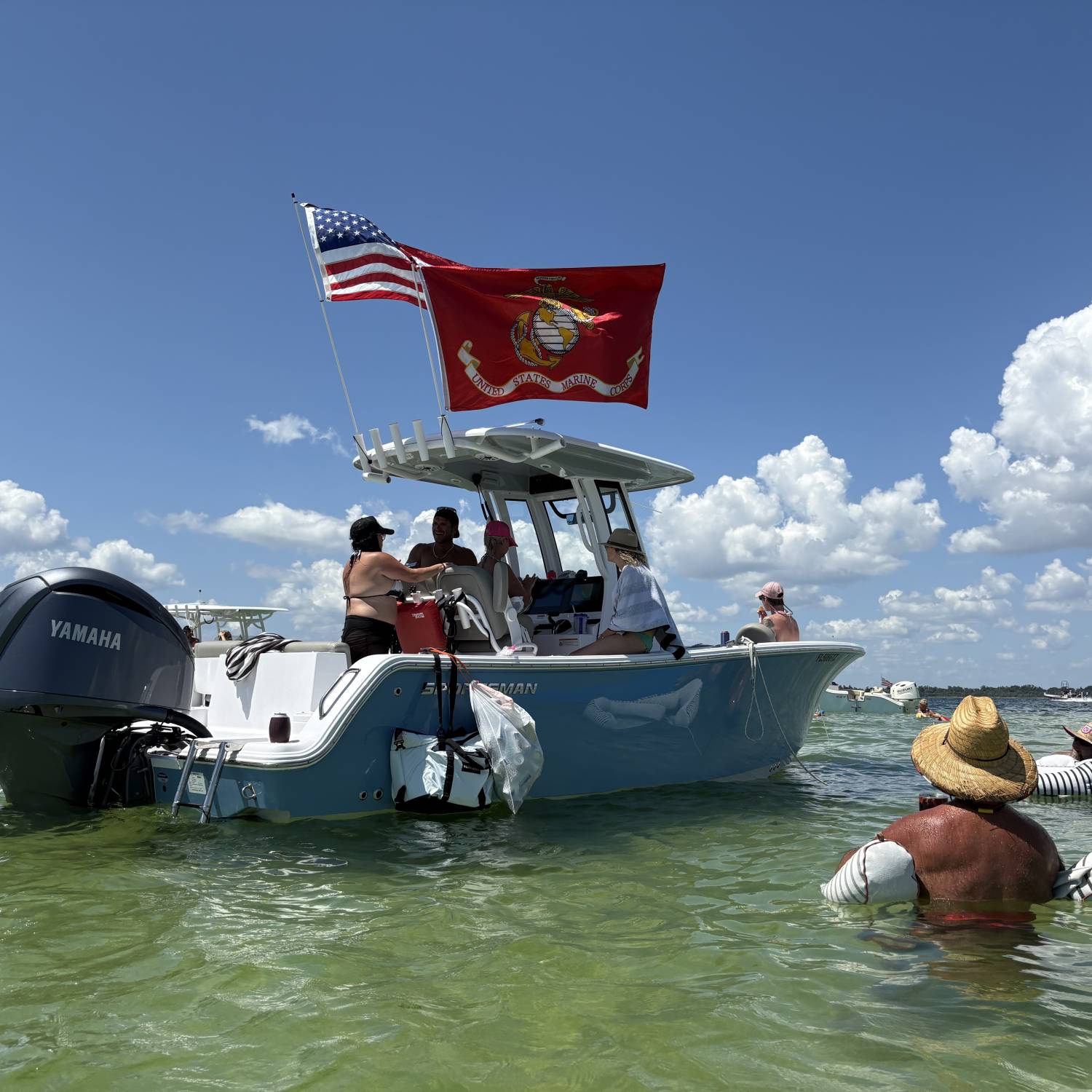 Title: Fun day at Shell Island - On board their Sportsman Heritage 231 Center Console - Location: Shell Island, Bay County Florida. Participating in the Photo Contest #SportsmanAugust2025