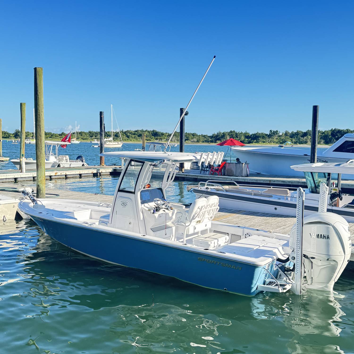Title: Dinner and a Drink… - On board their Sportsman Masters 247 Bay Boat - Location: Beaufort, NC. Participating in the Photo Contest #SportsmanJuly2025