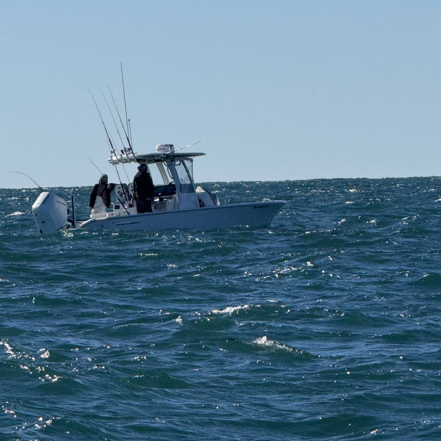 Live baiting for king mackerel in a local tournament off the beach of the Cape Lookout National Seashore.