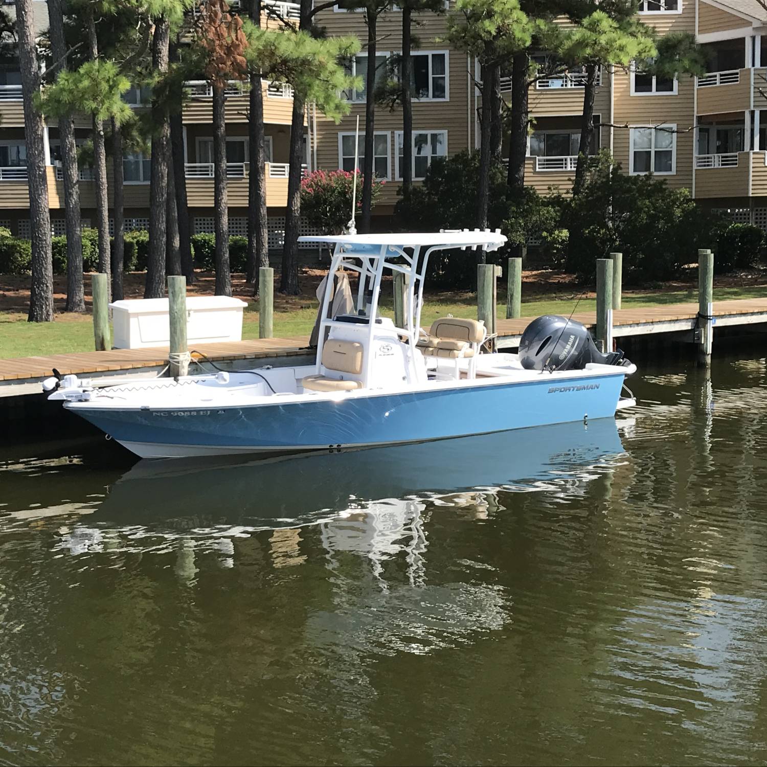 Title: Just delivered! - On board their Sportsman Masters 227 Bay Boat - Location: Pirates Cove, Manteo, NC. Participating in the Photo Contest #SportsmanSeptember2025