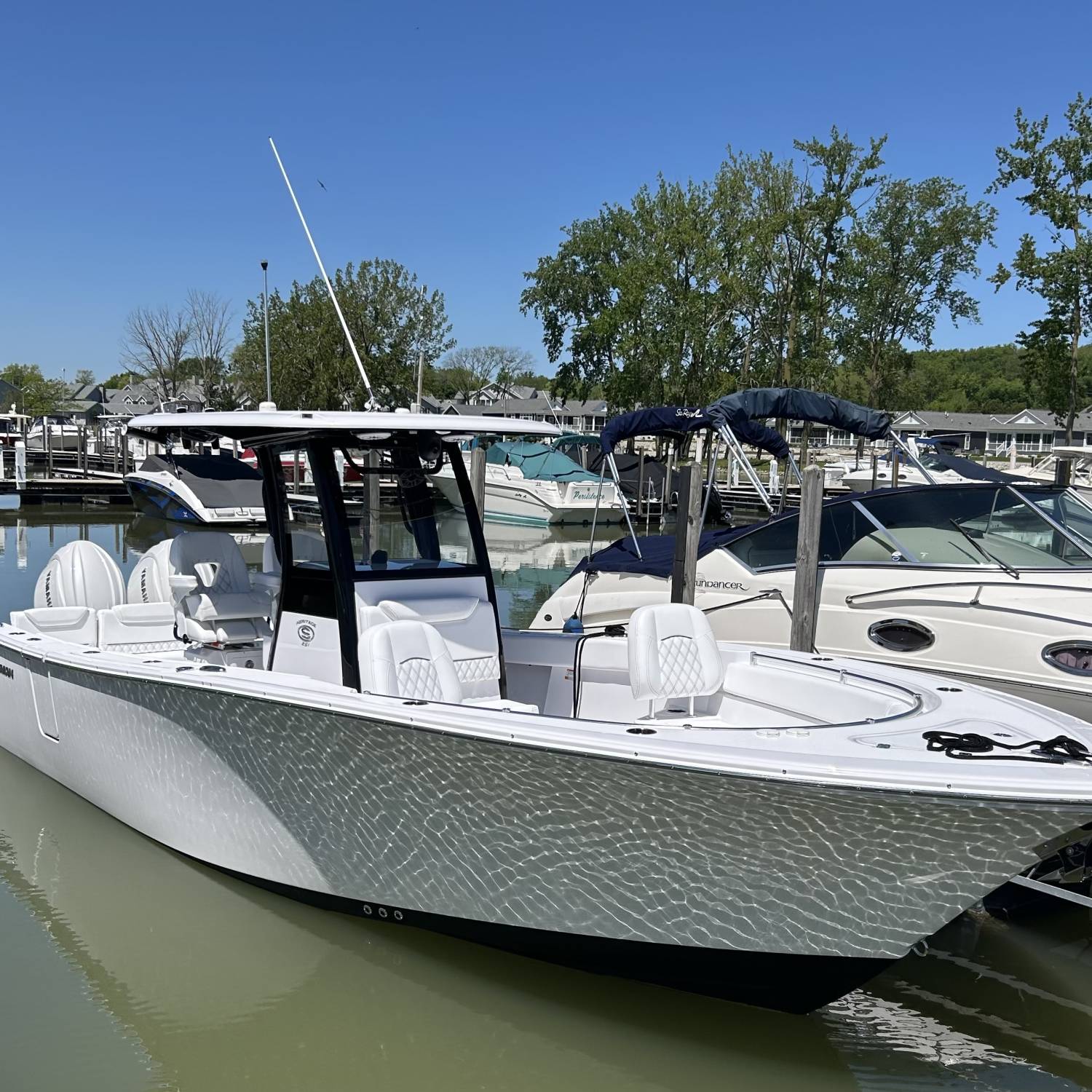 Title: 1st day on the dock - On board their Sportsman Heritage 261 Center Console - Location: Marblehead Ohio. Participating in the Photo Contest #SportsmanJune2025