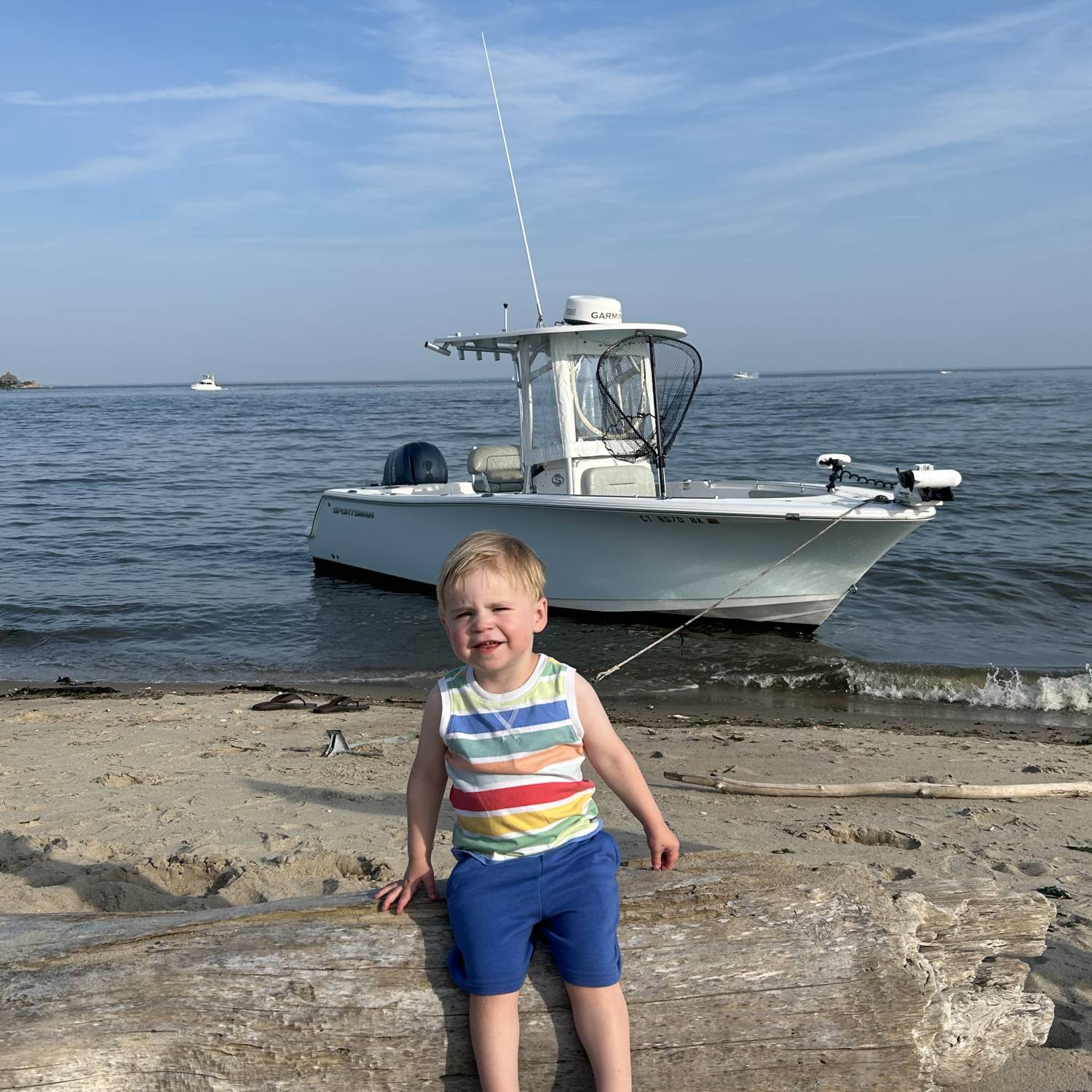Title: Sandbar Days - On board their Sportsman Open 232 Center Console - Location: Clinton CT. Participating in the Photo Contest #SportsmanMarch2026